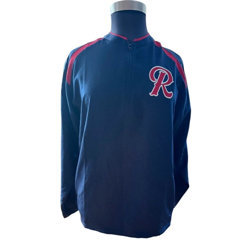 Holloway Pullover Jacket Baseball Sportswear Quarter Zip Red Detail Large